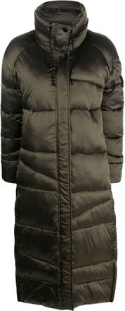 Pinko long puffer coat - women - Polyamide/Polyamide/Polyester/Polyester - 40 - Green