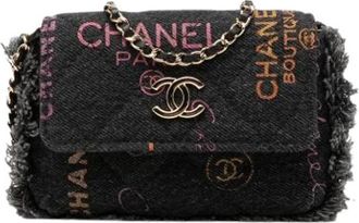 Chanel Pre-owned Denim Crossbody - Dames - Vintage Mini Tas - Zwart - ONE Size - Denim - Vintage