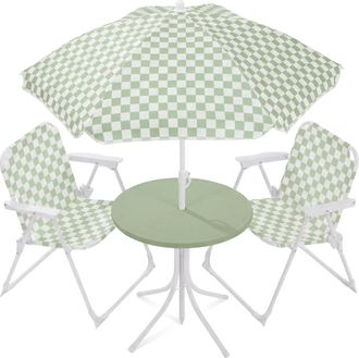 Best Choice Products Kids Outdoor Table and Chair Set with Umbrella, 3-Piece Foldable Toddler Picnic Set Ages 2-5