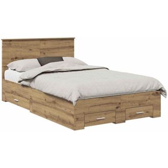 vidaXL Bed Frame with Drawer Artisan Oak 120 x 200 cm Engineered Wood vidaXL