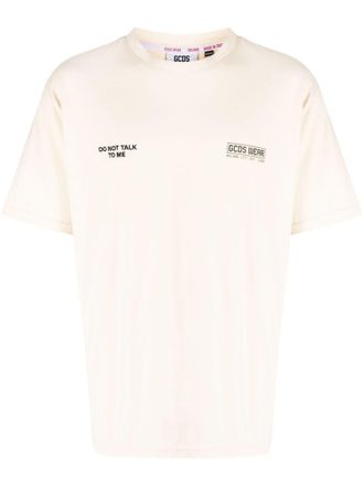 GCDS slogan-print cotton T-shirt - Neutrals