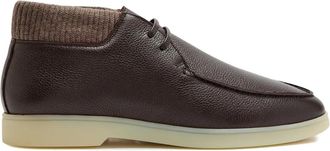 Aurélien Leren laarzen met gebreide cuffs - Bruin