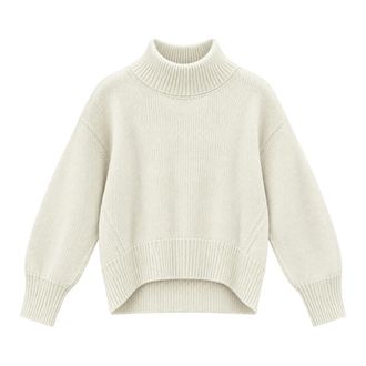 Meimeij Ribbed Turtleneck Sweater - Dames - Truien - Beige - Maat: M