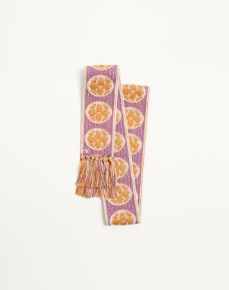 Valentino Garavani Sciarpa Antibes In Cotone Con Frange Uomo AVORIO/VIOLA/GINGER ORANGE/BEIGE/BIANCO UNI