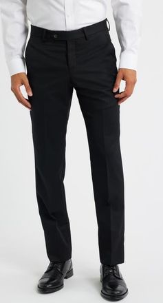 Berle Flat Front Worsted Wool Gabardine Pants in Black at Nordstrom, Size 33