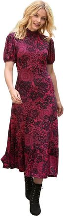 Joe Browns Stretch Knit Mockneck Midi Dress in Pink Lace at Nordstrom, Size Large