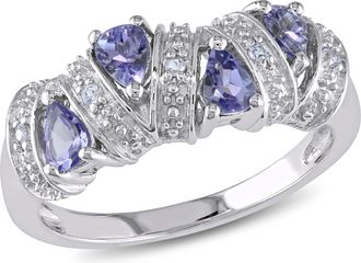 Mimi & Max 3/5ct TGW Tanzanite Journey Ring in Sterling Silver