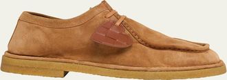 Bottega Veneta Mens Daddy Suede Lace-Up Loafers with Intrecciato Leather Charm