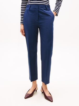 Tommy Hilfiger Chinohose TOMMY HILFIGER, Damen, Gr. 34, N-Gr, pitch blau, Web, Obermaterial: 65% Baumwolle, 33% Lyocell, 2% Elasthan, unifarben, slim fit 7/8-L&auml;nge, 