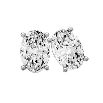 Diamond2Deal 14K White Gold 0.75 Ct Lab Grown Oval Shape Diamond Solitaire Stud Earrings Color- E-F, Clarity- VS1