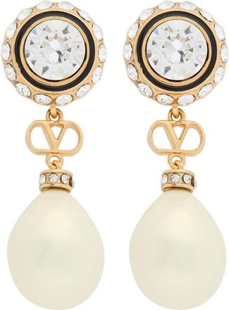 Valentino Vlogo Swarovski Pearl-embellished Earrings - Gold - One Size