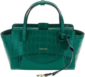 Hidesins Green Flap S Croc-Effect Leather Shoulder Bag