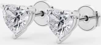 Grown Brilliance 2.50 Ctw Lab Grown Diamond Heart Stud Earrings in 14K White Gold, Guardian Back, G Color, VSSI Clarity