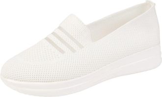 Generic Slip On Shoes Women Wide Fit Casual Walking Shoe Round Toe Lightweight Breathable Thick Bottom Comfortable Running Shoes Gym Workout Tennis White