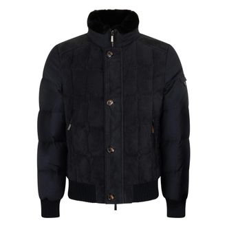Moorer Jassen, Heren, Blauw, M, Leer, Front Button Jacket