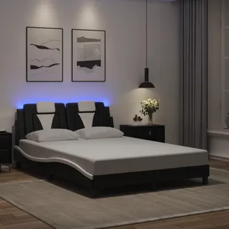 vidaXL Vidaxl - Giroletto Con Luci Led Nero E Bianco 120x200 Cm In Similpelle