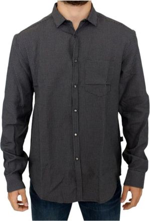 Costume National Grijs Geruit Linnen Blend Overhemd - Heren - Casual Overhemden - Grijs - XL - Linnen - Overhemden