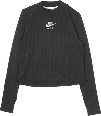 Nike Air Mock L/S Rib Lange Mouw T-Shirt - Dames - Sportshirts - Zwart - L - Polyester - Fitness