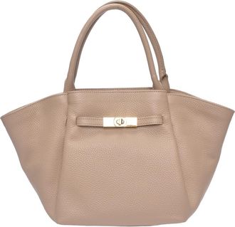 Roberta M Beige Rundleer Tas