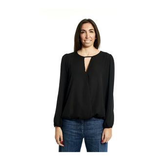 Manila Grace Blouses, female, Black, Size: M V-neck blouse in various colors