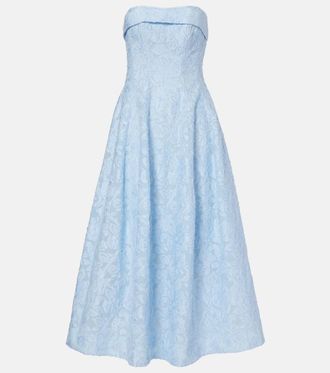 SIMKHAI Vestido midi Valeria en mezcla de algod&oacute;n bordado