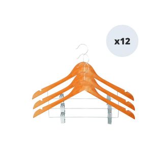 MSV Juego De 12 Perchas De Madera Con Clips Msv