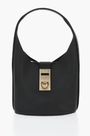 Ferragamo Leather Hobo Bag With Logo Detail Salvatore Ferragamo