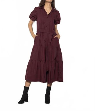 Maude Clara Tiered Maxi Dress In Wine