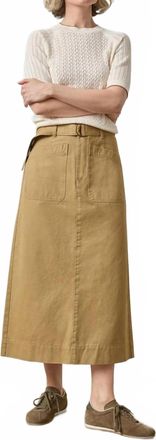 Lilla P Washed Twill Utility Midi Skirt In Barley