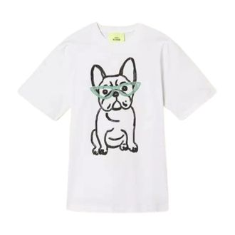 Twinset T-Shirts, female, White, Size: XS Myfo Oversize T-shirt with Print and Embroidery
