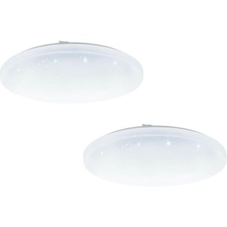 Loops 2 PACK Flush Ceiling Light White Shade White Plastic With Crystal Effect LED 24W