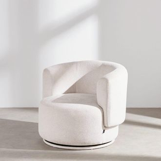 Maisons du monde Sill&oacute;n giratorio de tejido tramado marfil