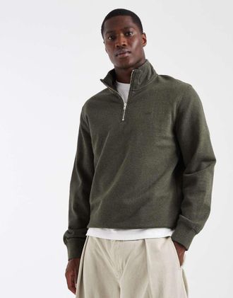Levi's felpa originale con zip corta in verde scuro-Grigio