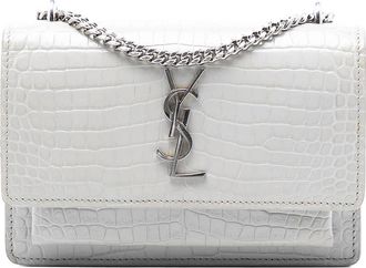 Saint Laurent Pre-owned Saint Laurent Mini Croc Embossed Leather Monogram Sunset Wallet on Chain Ladies SAVLX1370ETP1HTT