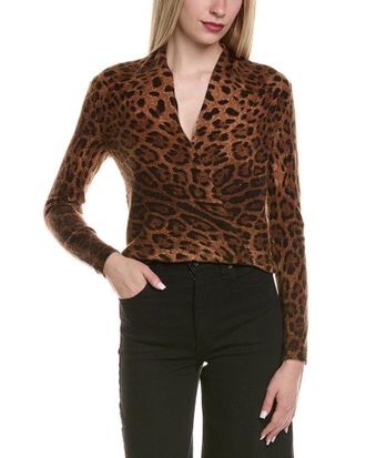 Sofiacashmere Sofiacashmere Modern Faux Wrap Wool & Cashmere-Blend Sweater