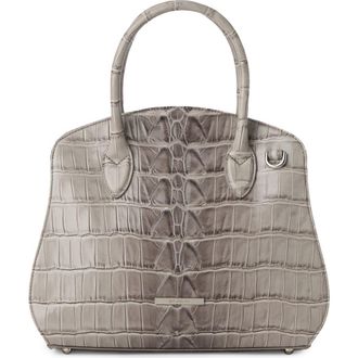 Brahmin Rosetta Croc Embossed Leather Satchel in Mindful Grey at Nordstrom