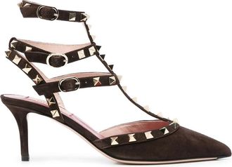 Valentino Garavani Brown Studded Rockstud Heels