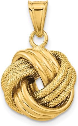 Diamond2Deal 14k Yellow Gold Polished Textured Love Knot Pendant