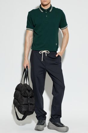 Moncler Polo With Embroidered Logo, Mens, Green