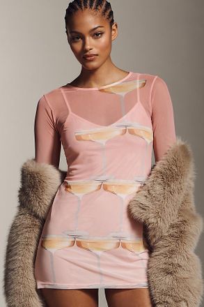 Never Fully Dressed Long-Sleeve Mesh Mini Dress