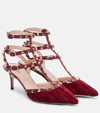 Valentino Garavani Rockstud 65 velvet and leather pumps