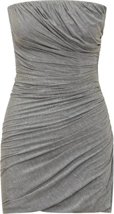 The Attico Gedrapeerde Strapless Jersey Minijurk - Dames - Feestkleedjes - Grijs - M - Kleedjes