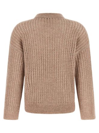 PESERICO Micro-Sequin Perforated Sweater - Beige
