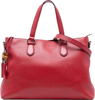 Gucci Pre-owned Handbags, female, Red, Size: ONE SIZE Pre-owned Leather Tote Bag