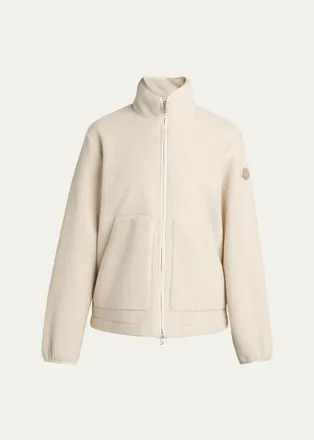 Moncler Mens Fleece Stand Collar Full-Zip Cardigan
