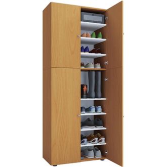 ebuy24 Gabinete de zapato de madera vcm Dimensiones: an. 70 x al. 184 x t. 40 cm Gabinete todo uso 9 compartimentos 4 Puertas giratorias - Lona (Sonoma Oak