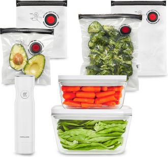 Zwilling Fresh & Save Vacuum Sealer Machine Starter Set, Sous Vide Bags, Meal prep, Airtight Food Storage Containers