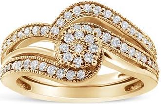 House of Brilliance Silver 1/3 Cttw Multi-Diamond Bridal Set Ring and Band in Yellow at Nordstrom, Size 12