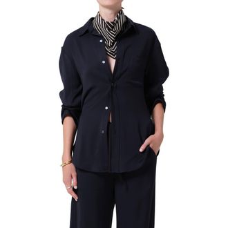 Citizens Of Humanity Kayla Oversize Button-Up Shirt in Navy at Nordstrom, Size X-Small