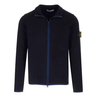 Stone Island Compass-Patch High-Neck Zipped Cardigan Jacket Black 7915503A1-V0020